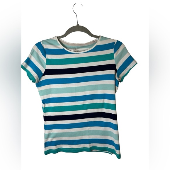 St. John’s Bay Women’s Striped Short Sleeve T-Shirt Size Small 100% Cotton - Picture 1 of 6